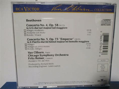 Beethoven Concerto Nos Van Cliburn Fritz Reiner Cd Mint