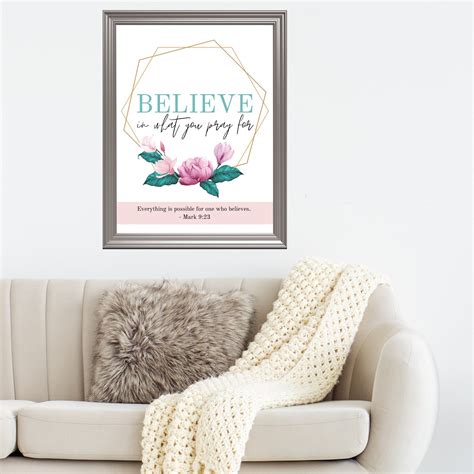 Believe In What You Pray For Mark 923 Christian Wall Decor Etsy Ireland