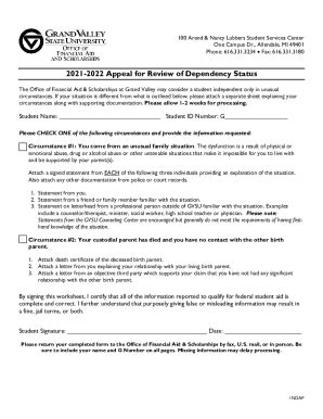 Fillable Online 2021 2022 Appeal For Review Of Dependency Status Fax