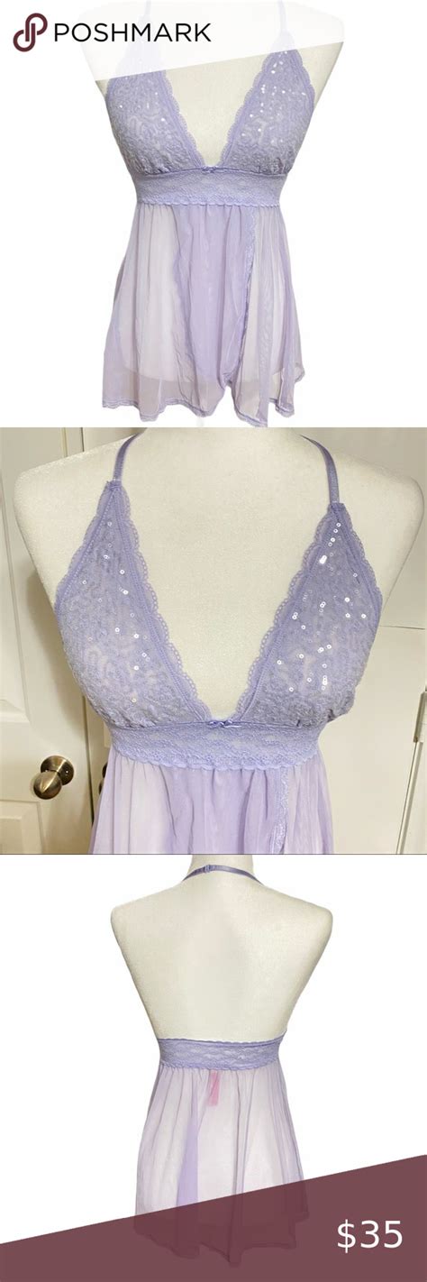 Victoria S Secret Halter Babydoll Sequin Purple S