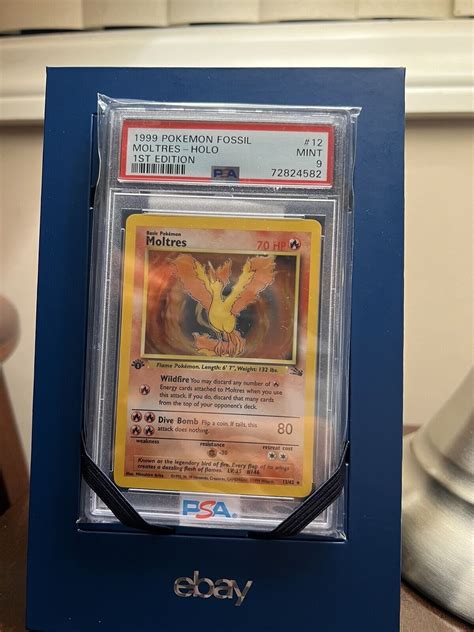 Pok Mon Fossil Moltres St Edition Holo Psa Mint Ebay