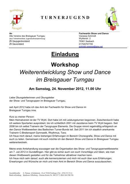 Einladung Workshop Weiterentwicklung Show Und Dance Im