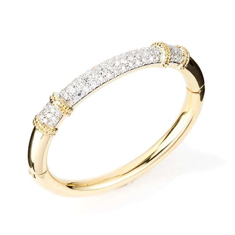 18k Yellow Gold Diamond Oval Hinged Bangle 2 48ct Rich Diamonds