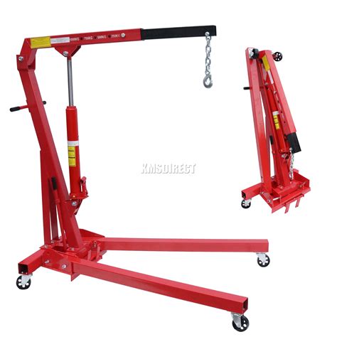 Foxhunter Red 1 Ton Tonne Hydraulic Folding Engine Crane Stand Hoist