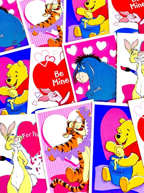 90s Winnie The Pooh Valentines Day Card Sets 5 Cards Etsy