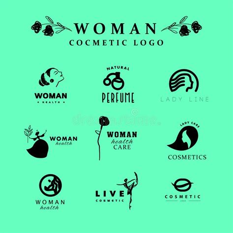 Vector Simple Flat Cosmetic Logo Template Collection Stock Vector