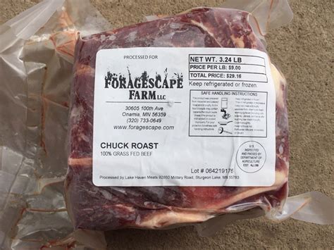 Chuck Roast Avg 2 80lbs Foragescape Farm Llc