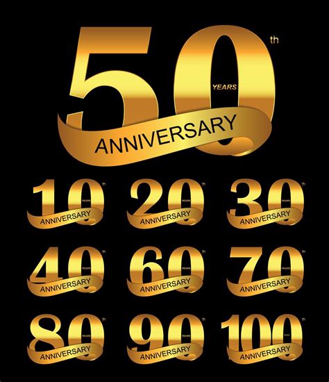 Template Logo Set Anniversary Vector Illustration 4546804 Vector Art at ...