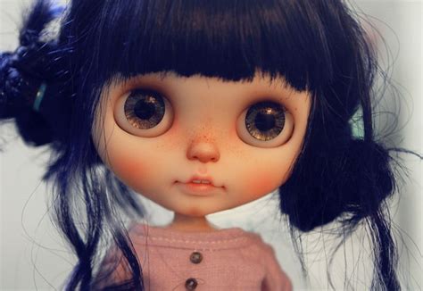 Curly Blue Babe Blythe Dolls Dark Blue Hair Blythe