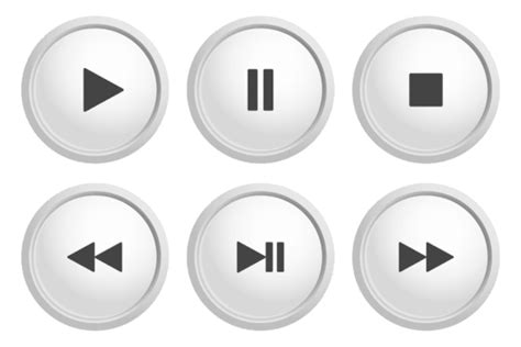 Six Sets Of Play Stop Pause Button In Blue And Gray Color Vector Play