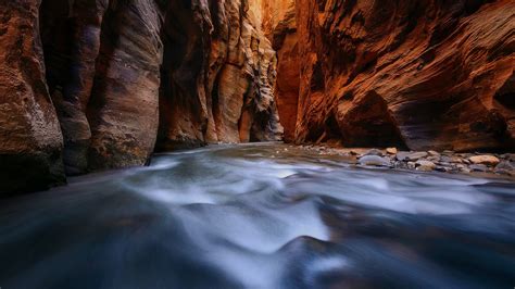 Utah USA Parks Waterfalls Zion National Park Canyon Crag HD