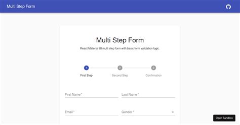 React Material Ui Step Form Js Forked Codesandbox