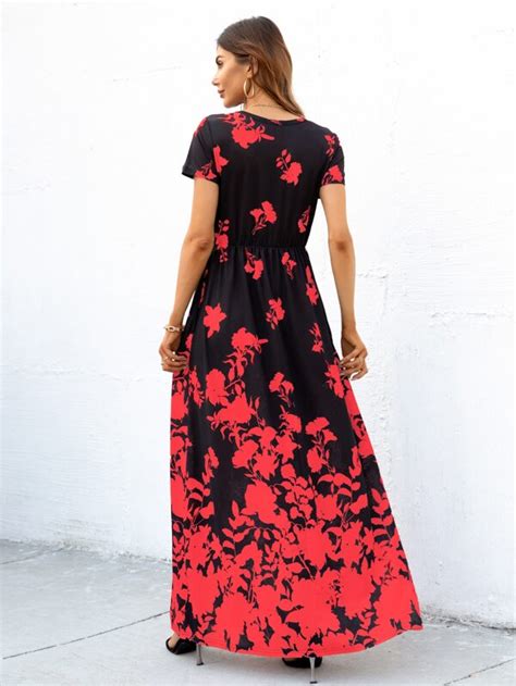 Dearcase Floral Print Hidden Pocket Maxi Dress Shein Uk