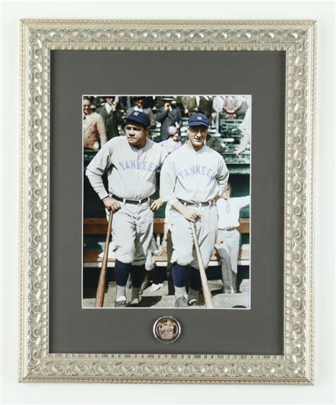 Babe Ruth And Lou Gehrig 13x16 Custom Framed Photo Display With U S Colorized Babe Ruth Coin