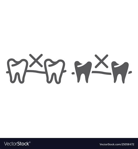 No Tooth Line And Glyph Icon Mouth And Dental Vector Image