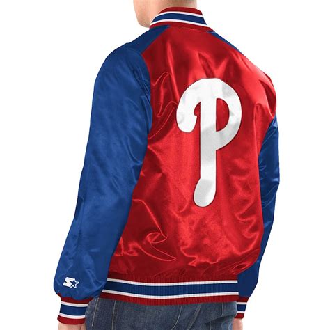 Varsity Satin Starter Philadelphia Phillies Red And Royal Jacket