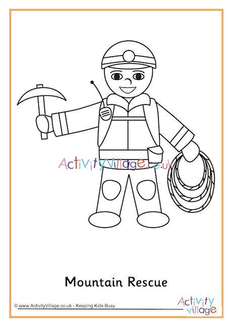 Mountain Rescue Colouring Page