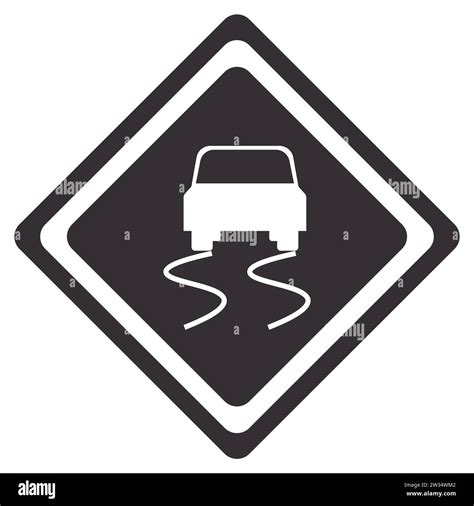 Black And White Sign Slippery Road Illustration Danger Warning