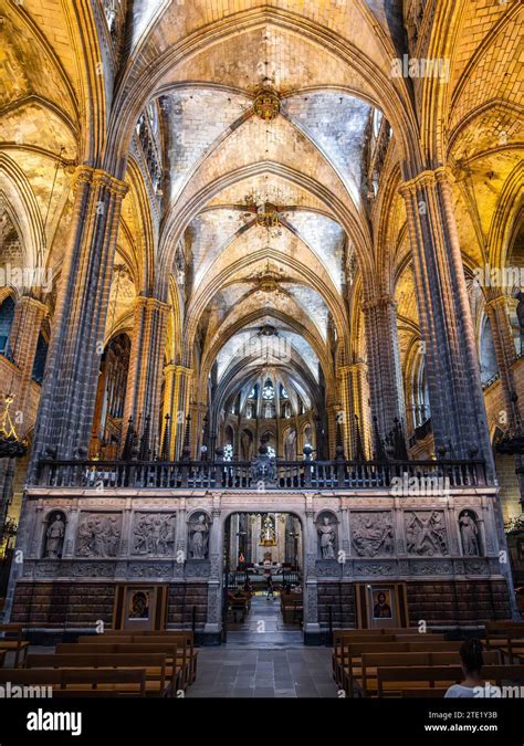 Barcelone Espagne 7 Octobre 2023 Intérieur De La Cathédrale De La