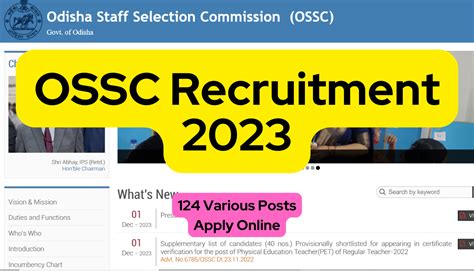 OSSC Recruitment 2023 124 Various Posts Apply Online BestSeminarTopics