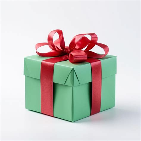 Premium Photo A Red And Green Christmas Gift Box White Background