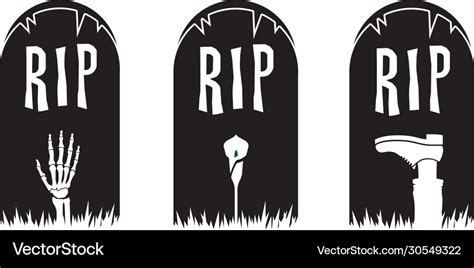 Rip Tombstone Halloween Graphic Icon Set Vector Image