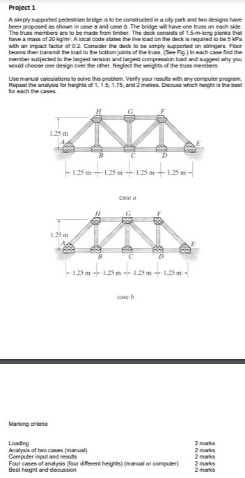 Solved Project 1 A Simply Supported Pedestrian Bridge Is To Chegg