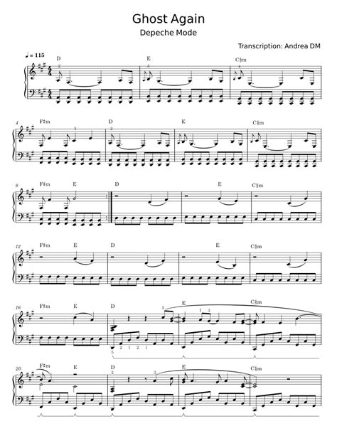 Ghost Again Depeche Mode Sheet Music For Piano Solo