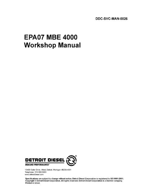 Mbe 4000 Workshop Manual Pdf Turbocharger Diesel Engine