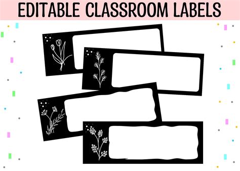 Black and White Classroom Labels, Student Name Tags, Printable ...