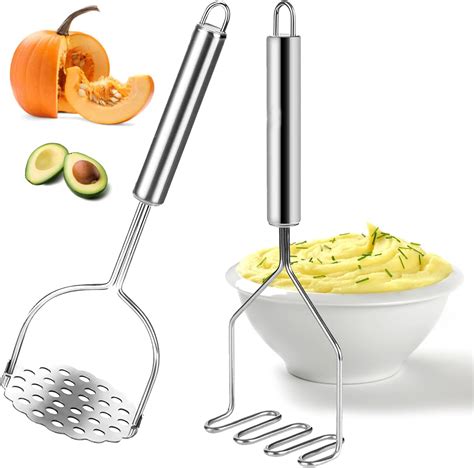 Tefrey Pack Potato Masher Stainless Steel Wire Masher Heavy Duty