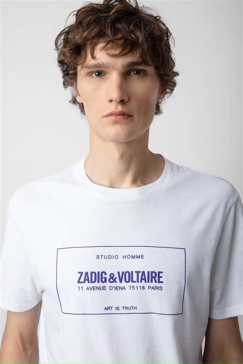 T Shirt Blanc Uni Avec Blason ZADIG VOLTAIRE Marine