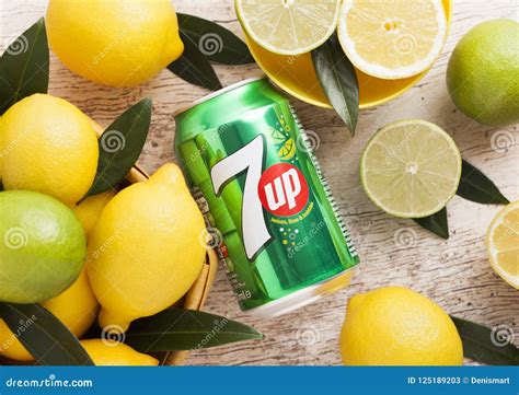 London Uk April 27 2018 Aluminium Can Of 7up Lemonade Soda Drink