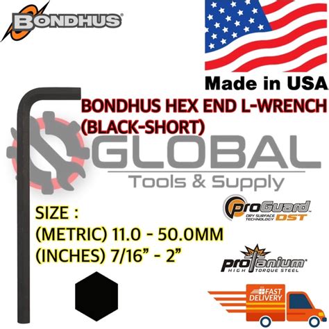 Ready Stock Bondhus Hex End L Wrench Allen Key Wrench Black