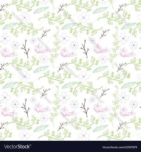 Colorful Flower And Vine Seamless Pattern Design Vector Image