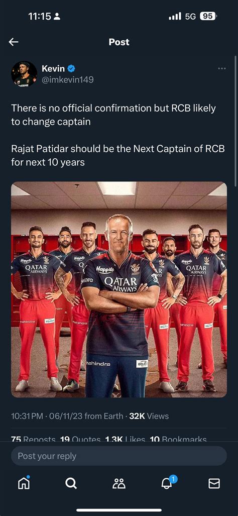 New captain of RCB : r/RCB