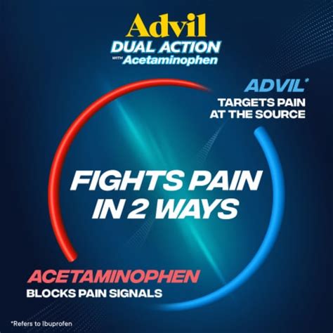 Advil Dual Action Coated Caplets With Acetaminophen 18 Ct King Soopers