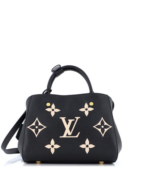 Louis Vuitton 100 Leather Black Montaigne Handbag Bicolor Monogram Empreinte Giant Bb One Size