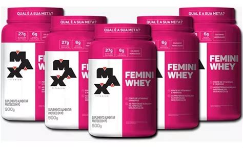 Combo Femini Whey Lançamento Max Titanium 5 Potes De 900g