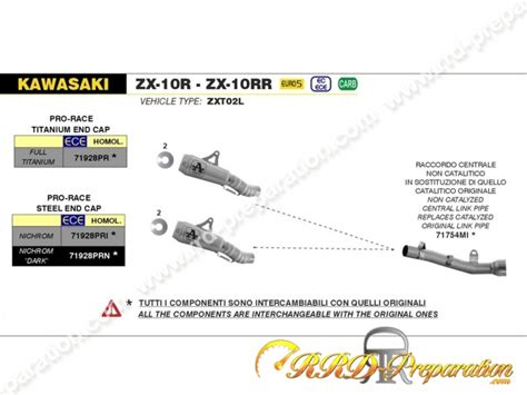 Arrow Pro Race Exhaust Silencer Kit For Original Collector On Kawasaki