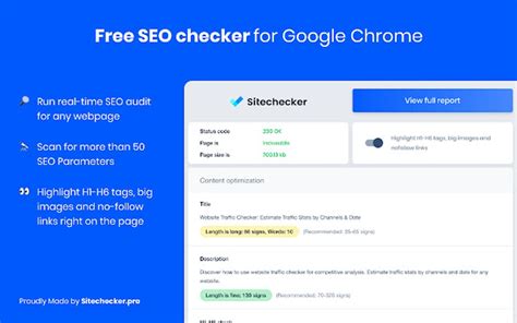 Website SEO Checker Free Audit Analysis Google Chrome için Eklenti