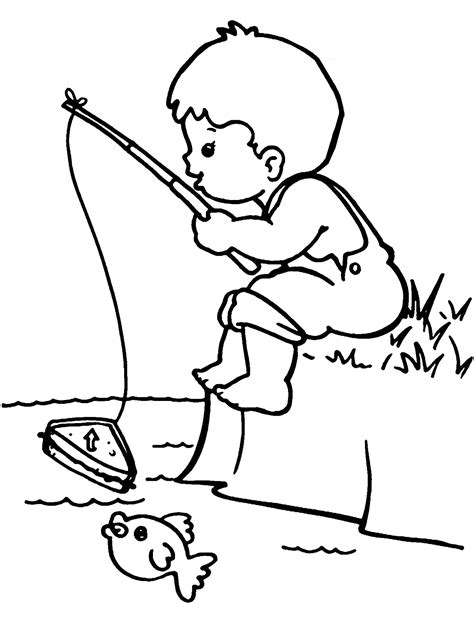 Niño Pescando Para Colorear Imprimir E Dibujar Coloringonly Com