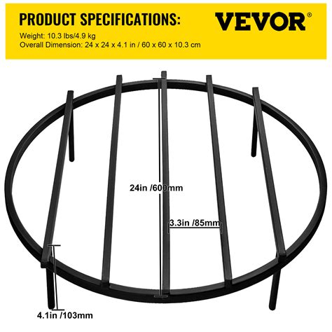 Vevor Fire Pit Grate Heavy Duty Iron Round Firewood Grate Round Wood