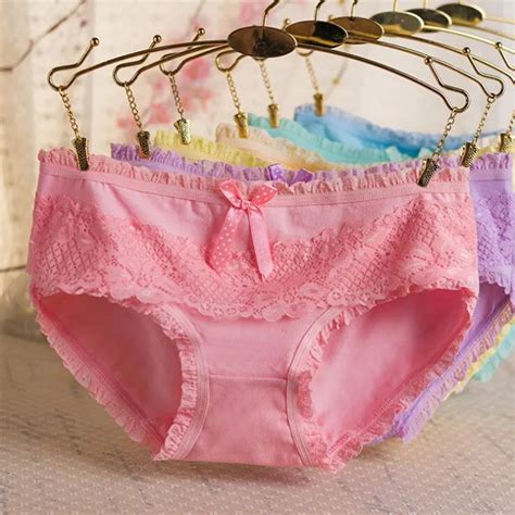 Hot Lovely Womens Briefs Multi Colors Cotton Soft Lace Bow Knot Briefs