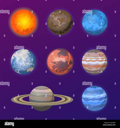 Planeten Von Sonnensystem Vektor Illustrationen Gesetzt Sammlung Von