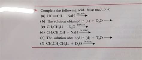 Answered The Following Acid Base Reactions Bartleby