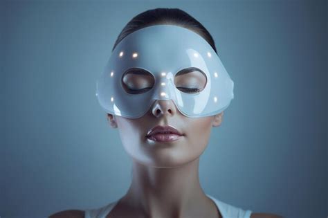 Premium AI Image | Woman with led light therapy facial beauty mask ...