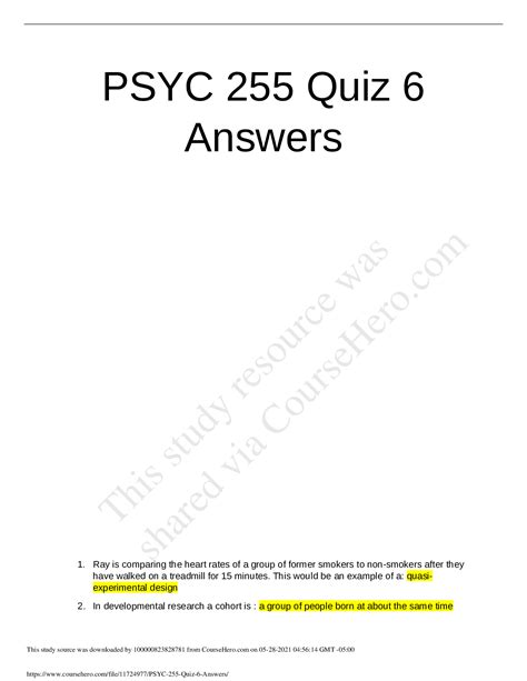 Psyc 255 Quiz 6 Answers Browsegrades