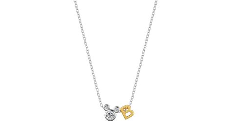 Disney Unwritten Cubic Zirconia Mickey Mouse Initial Pendant Necklace