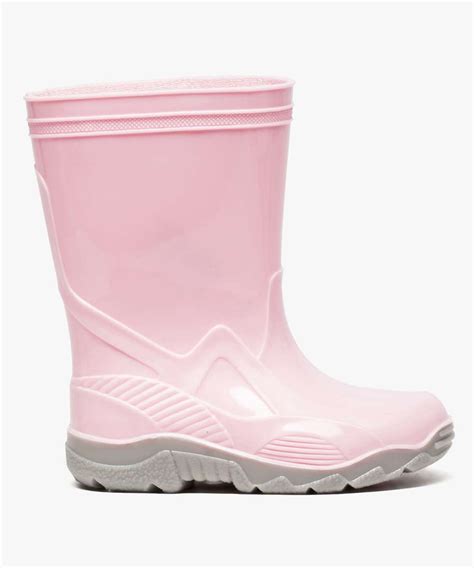 Bottes De Pluie Fille Unies A Semelle Contrastee Rose Fille G Mo